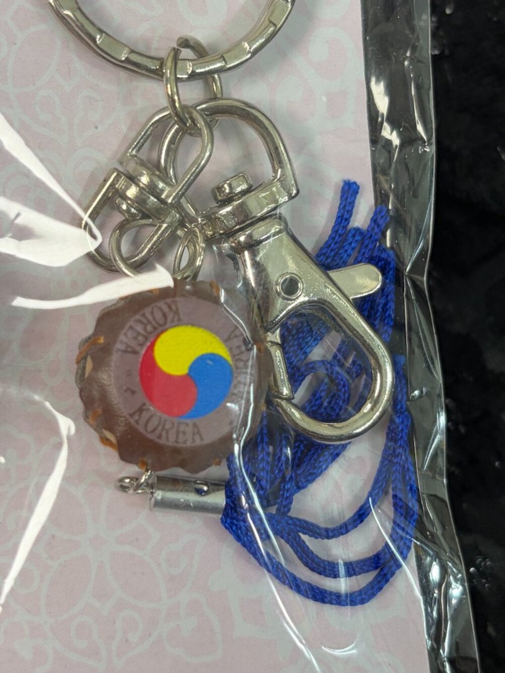 🩷2/$20✨ Korean Traditional Buk Drum Miniature Keychain Blue Tassle Gift